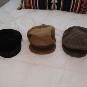 3 Vintage Men's French-Style Berets and Greek Fisherman's Hat XL
